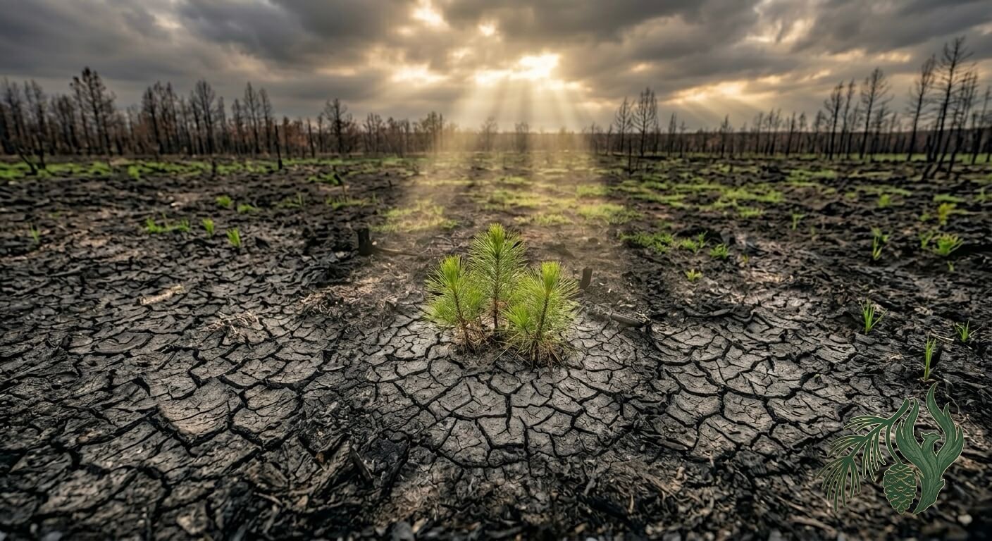 Sunlight breaking through dark storm clouds over a vast, cracked landscape, representing accessible online telehealth therapy for first responder and veteran therapy, Texas-wide.